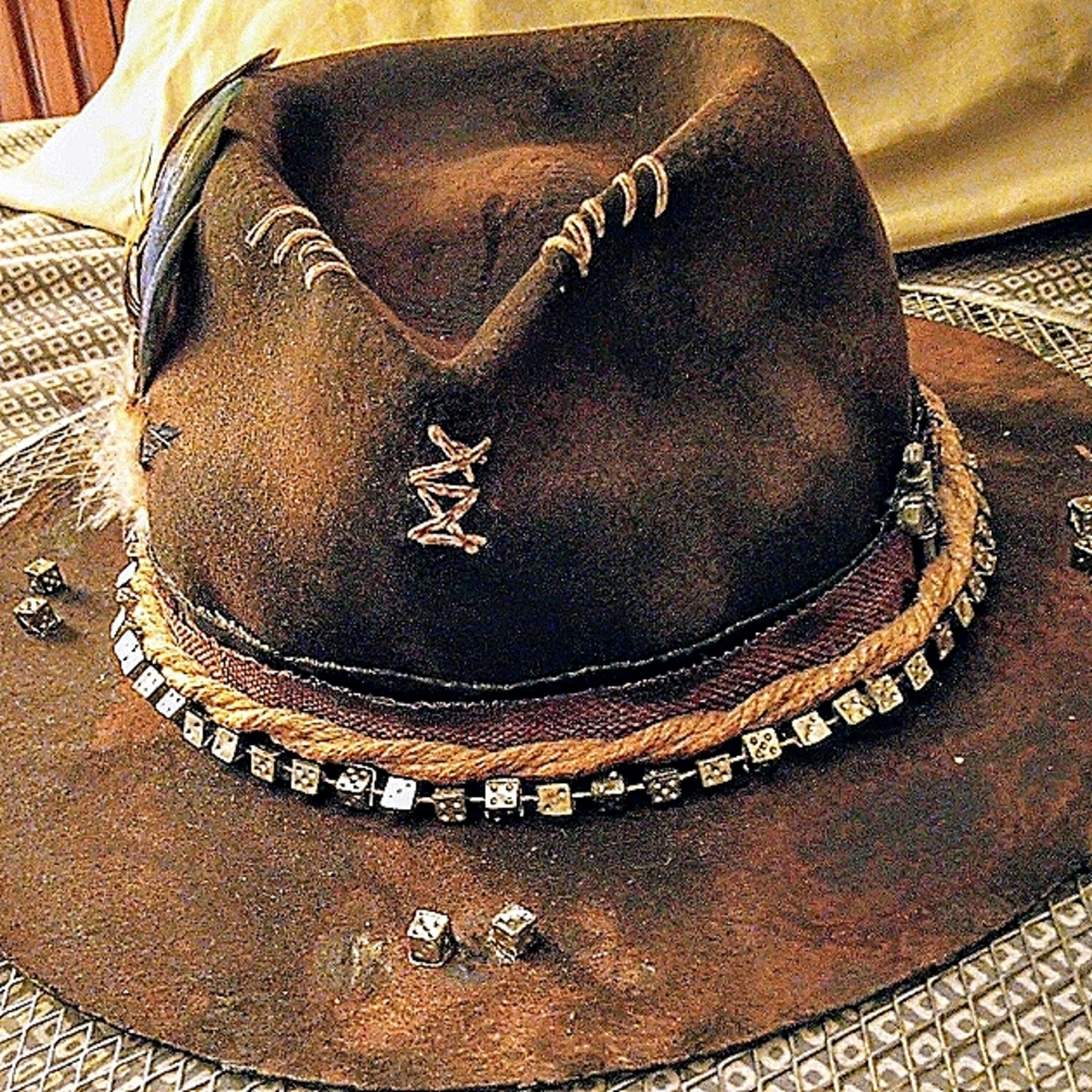 Vintage custom distressed Fedora. Hand Made